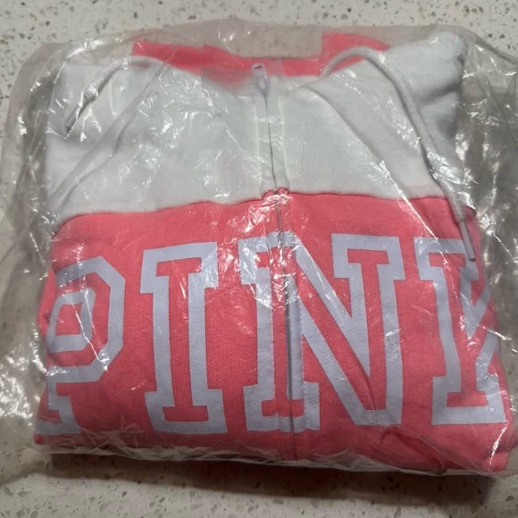 Vs Victorias Secret Pink Perfect Full Zip Hoodie Sweater Jacket Top Coral XS - Picture 4 of 4